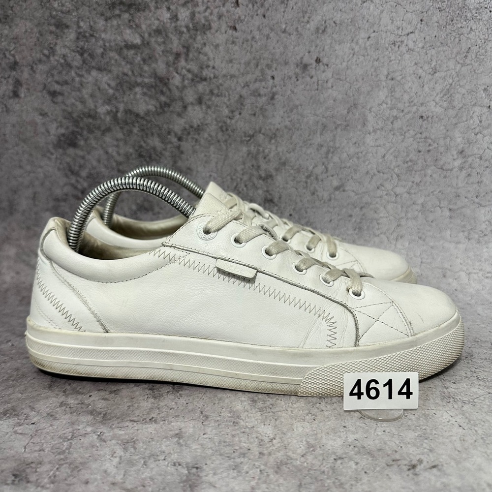 Taos Plim Soul Lux Sneakers Womens 11 White Leather Low Top Zig Zag Stitching